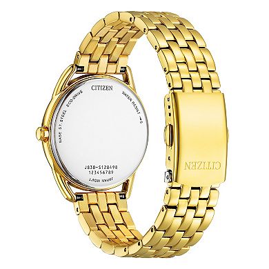 Citizen Women's Eco-Drive Classic Gold Tone Stainless Steel Black Dial Bracelet Watch