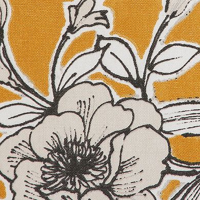 Indigo Ink Yellow Floral Boho Decorative Throw Pillow