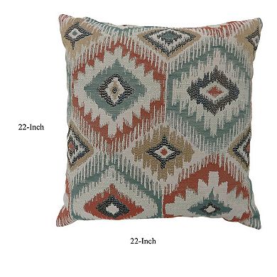 Contemporary Style Diamond Patterned Set Of 2 Throw Pillows, Multicolor