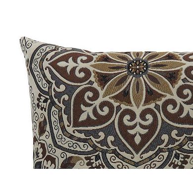 Contemporary Style Medallion Patterned Set Of 2 Throw Pillow, Multicolor