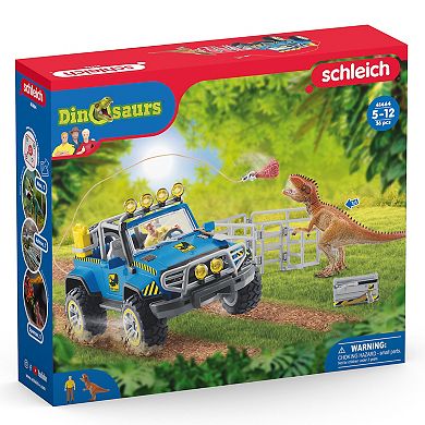 Schleich Dinosaurs:Off-Road Vehicle Dino Outpost Toy 14-pc. Set