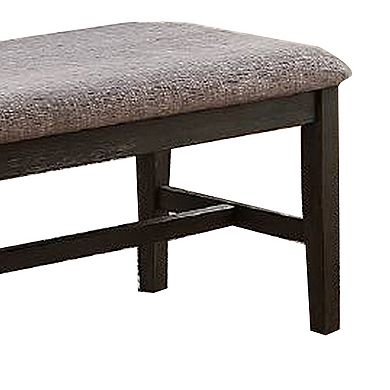 Dining Bench With Fabric Upholstery And Cushioned Seat, Brown