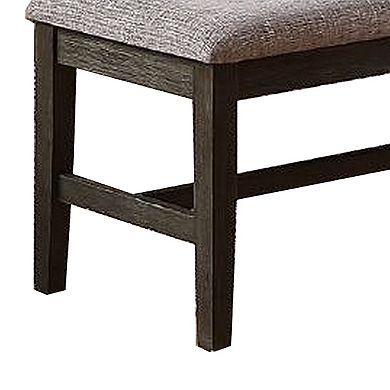 Dining Bench With Fabric Upholstery And Cushioned Seat, Brown