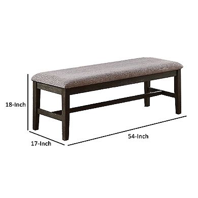 Dining Bench With Fabric Upholstery And Cushioned Seat, Brown