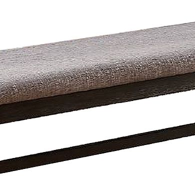 Dining Bench With Fabric Upholstery And Cushioned Seat, Brown