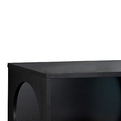 Wooden Pet End Table With Flat Base And Cutout Design On Sides, Black