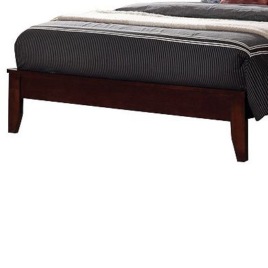 Transitional Wooden Queen Size Bed With Slatted Style Headboard, Brown