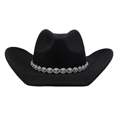 Women's JS Jessica Simpson Western Twisted Rhinestone Band Felt Cowboy Hat