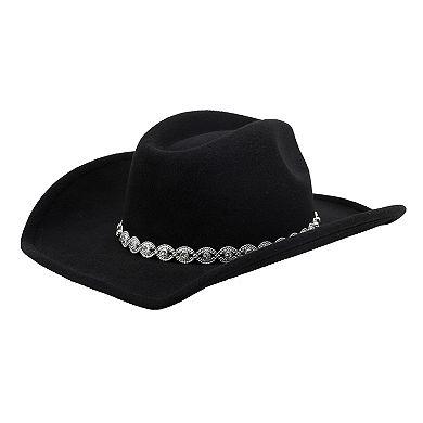 Women's JS Jessica Simpson Western Twisted Rhinestone Band Felt Cowboy Hat