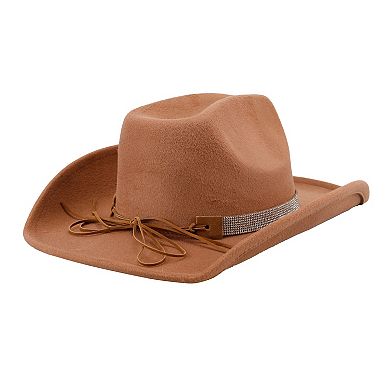 Women's JS Jessica Simpson Western Rhinestone Band Felt Cowboy Hat