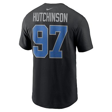 Men's Nike Aidan Hutchinson Black Detroit Lions Player Name & Number T-Shirt
