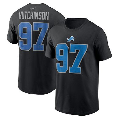 Men's Nike Aidan Hutchinson Black Detroit Lions Player Name & Number T-Shirt