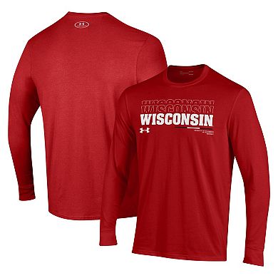 Men's Under Armour Red Wisconsin Badgers Sideline Long Sleeve T-Shirt