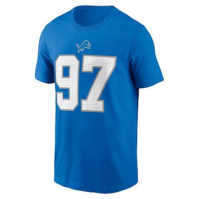 Youth Nike Aidan Hutchinson Blue Detroit Lions Player Name & Number T-Shirt