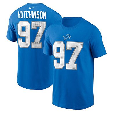 Youth Nike Aidan Hutchinson Blue Detroit Lions Player Name & Number T-Shirt