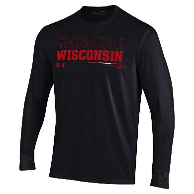Men's Under Armour Black Wisconsin Badgers Sideline Long Sleeve T-Shirt
