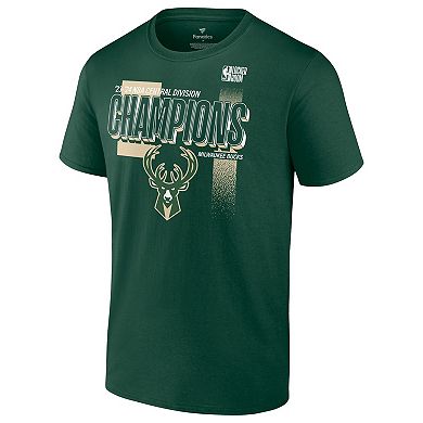 Men's Fanatics Branded  Hunter Green Milwaukee Bucks 2024 Central Division Champions Locker Room T-Shirt