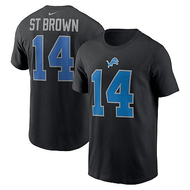 Men's Nike Amon-Ra St. Brown Black Detroit Lions Player Name & Number T-Shirt