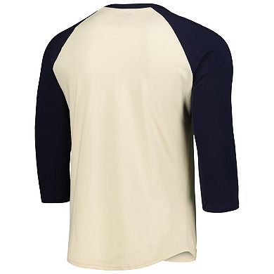 Men's Majestic Threads Cream/Navy Chicago Cubs Raglan 3/4-Sleeve T-Shirt