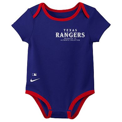 Newborn Nike Texas Rangers Three-Pack Bodysuit Set