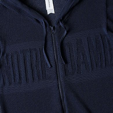 Women's Lusso Navy Notre Dame Fighting Irish Summer Tonal Mesh Full-Zip Hoodie Sweater