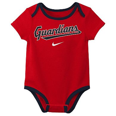Infant Nike Cleveland Guardians Authentic Collection Three-Pack Bodysuit Set