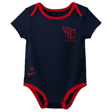Infant Nike Cleveland Guardians Authentic Collection Three-Pack Bodysuit Set