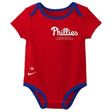 Newborn Nike Philadelphia Phillies Three-Pack Bodysuit Set