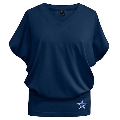 Women's Kiya Tomlin Navy Dallas Cowboys Blousy V-Neck T-Shirt