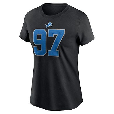 Women's Nike Aidan Hutchinson Black Detroit Lions Player Name & Number T-Shirt