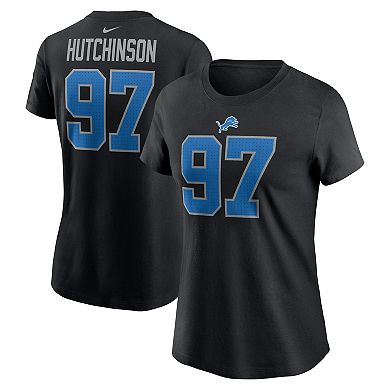 Women's Nike Aidan Hutchinson Black Detroit Lions Player Name & Number T-Shirt