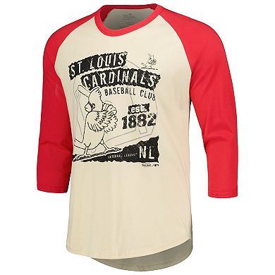 Men's Majestic Threads Cream/Red St. Louis Cardinals Raglan 3/4-Sleeve T-Shirt