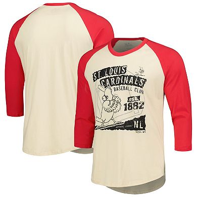 Men's Majestic Threads Cream/Red St. Louis Cardinals Raglan 3/4-Sleeve T-Shirt