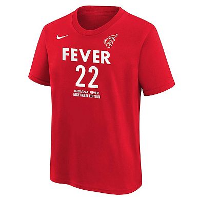 Youth Nike Caitlin Clark Red Indiana Fever 2024 WNBA Draft Rebel Edition Player Name & Number T-Shirt