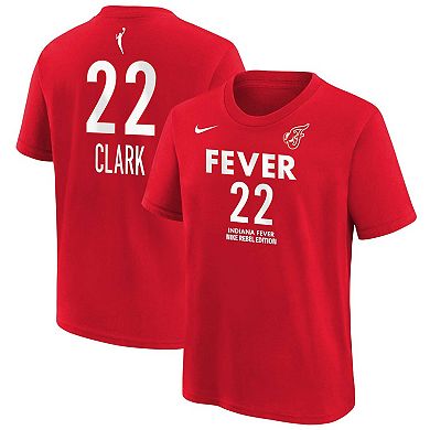Youth Nike Caitlin Clark Red Indiana Fever 2024 WNBA Draft Rebel Edition Player Name & Number T-Shirt