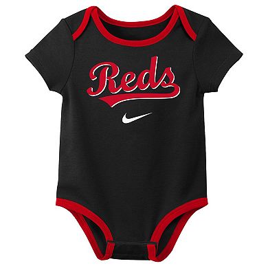 Newborn Nike Cincinnati Reds Three-Pack Bodysuit Set