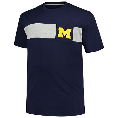 Men's Profile Navy Michigan Wolverines Big & Tall Color Stripe T-Shirt