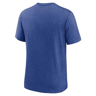 Men's Nike Heather Royal Brooklyn Dodgers Cooperstown Collection Local Stack Tri-Blend T-Shirt