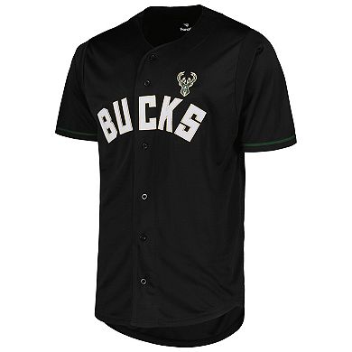 Men's Fanatics Branded Black Milwaukee Bucks Pop Baseball Jersey