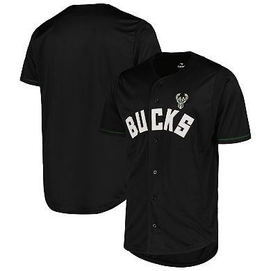 Men's Fanatics Branded Black Milwaukee Bucks Pop Baseball Jersey