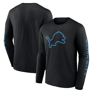 Men's Fanatics Branded  Black Detroit Lions Motor City Muscle Team Long Sleeve T-Shirt