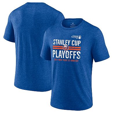 Men's Fanatics Branded  Heather Royal New York Islanders 2024 Stanley Cup Playoffs Crossbar Tri-Blend T-Shirt