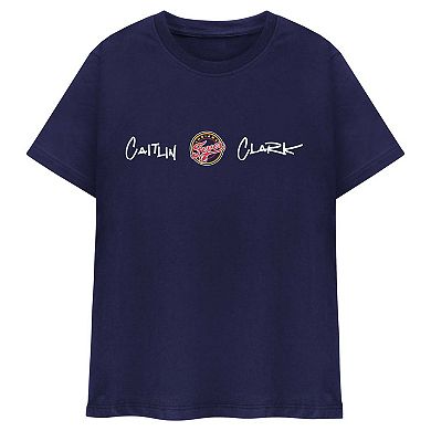 Unisex round21 Caitlin Clark Navy Indiana Fever Player Signature T-Shirt