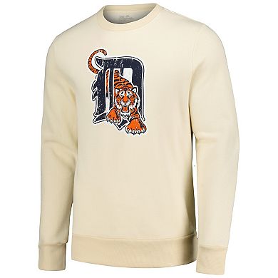 Men's Majestic Threads Oatmeal Detroit Tigers Fleece Pullover Sweatshirt