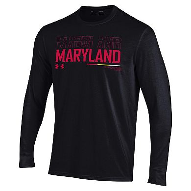 Men's Under Armour Black Maryland Terrapins Sideline Long Sleeve T-Shirt