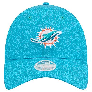 Women's New Era Aqua Miami Dolphins Smiley 9TWENTY Adjustable Hat