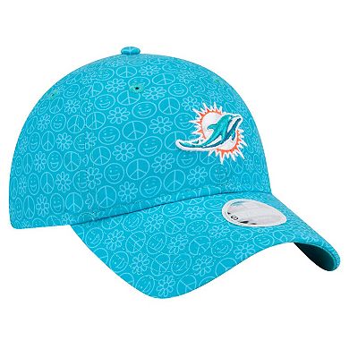 Women's New Era Aqua Miami Dolphins Smiley 9TWENTY Adjustable Hat