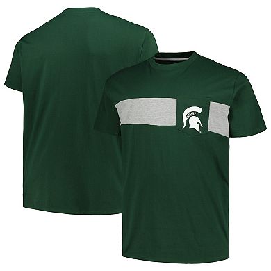 Men's Profile Green Michigan State Spartans Big & Tall Color Stripe T-Shirt
