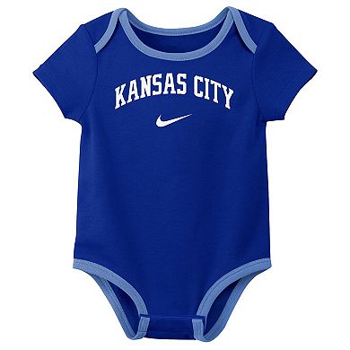 Infant Nike Kansas City Royals Authentic Collection Three-Pack Bodysuit Set