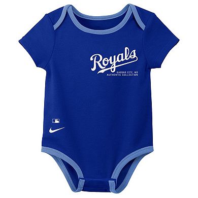 Infant Nike Kansas City Royals Authentic Collection Three-Pack Bodysuit Set